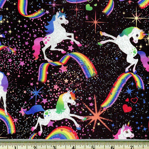 Glitter Unicorns in Space Fabric