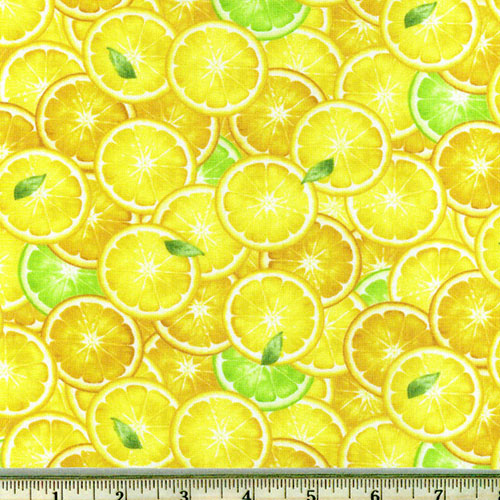 Packed Lemon Slices Yellow Fabric