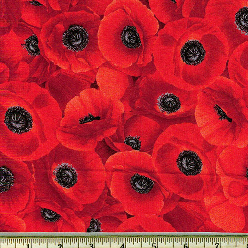 Packed Red Poppies Fabric