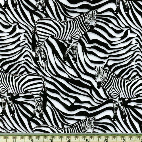 Wild Camo Zebra Black White Fabric
