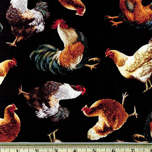 Tossed Chickens Print Fabric