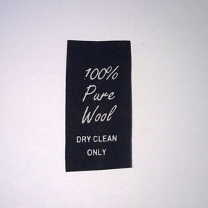 100% Wool Black Taffeta Care Labels