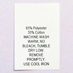 Printed 65% Poly / 35% Cotton Blend Care Tags