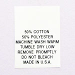 Printed 50% Poly / 50% Cotton Blend Care Tags