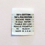 50% Cotton 50% Poly Blend Clothing Care Tags