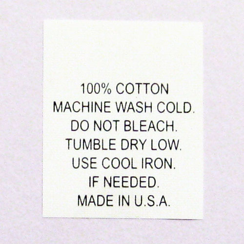 100% Cotton Care Tags