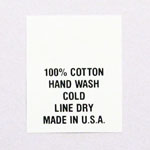 100% Cotton Hand Wash Care Tags