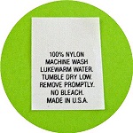 100% Nylon Care Tags