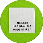 100% Silk Care Tags